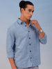 Men's Blue Relaxed Fit Solid Resort Wear Shirt