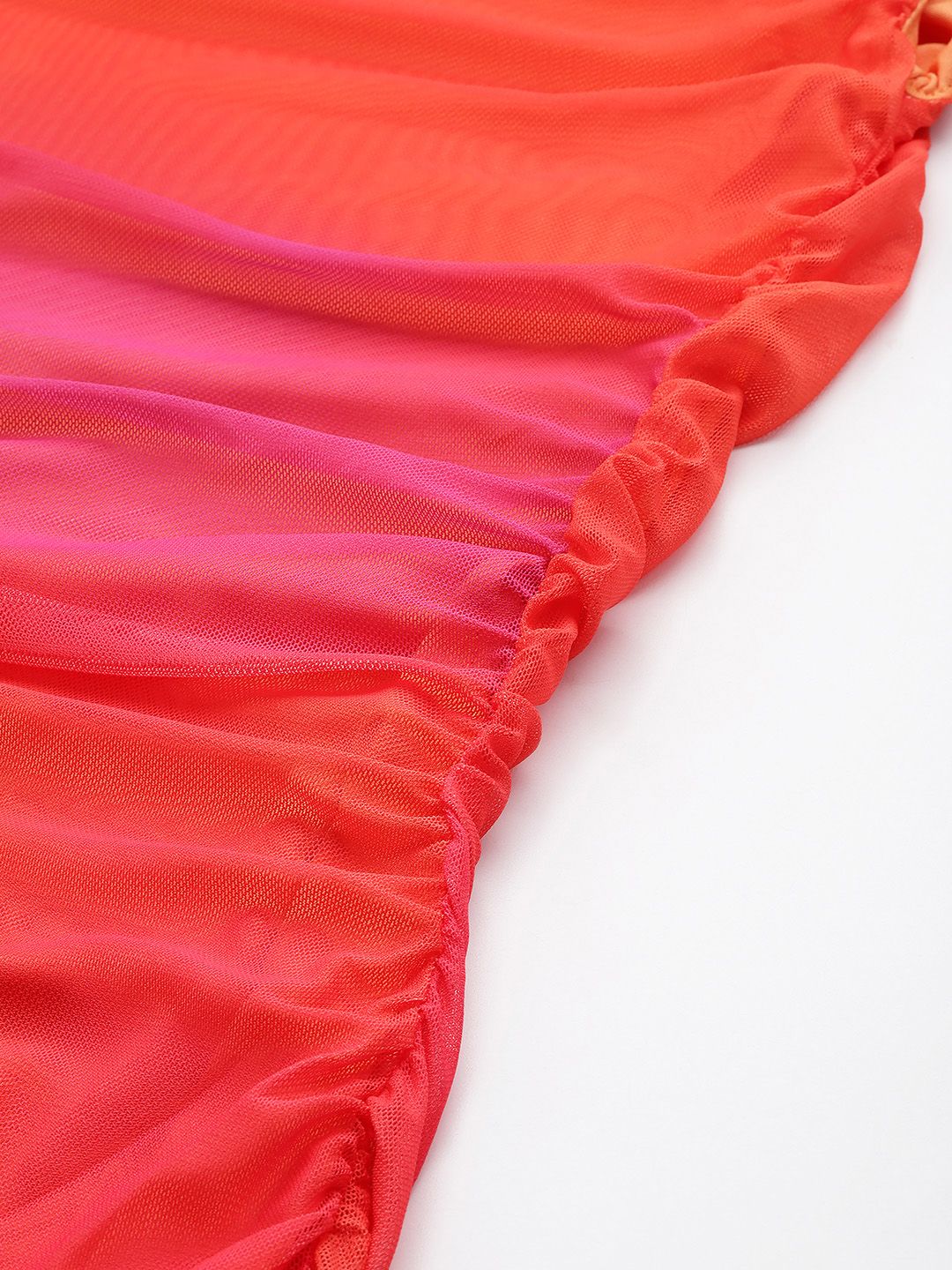 Women Orange Fit Multicolor Sleeveless Dress