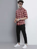 Men's Red Slim Fit Checkered Casual Shirt