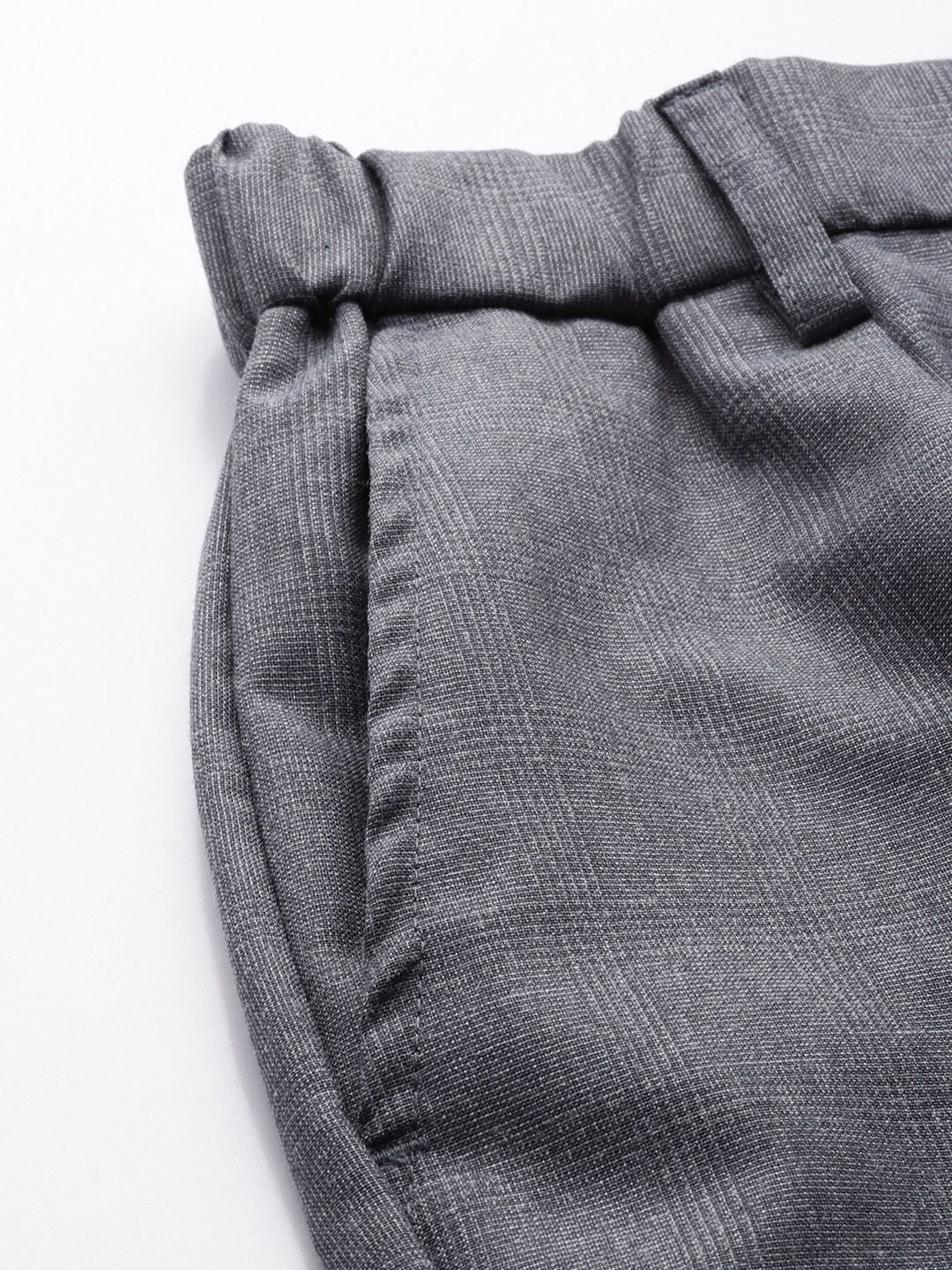 Men's Grey Relaxed Fit Formal Trousers