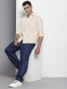 Men's Off White Regular Fit Checked Casual Shirt