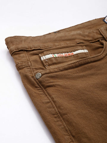Men's Brown Slim Fit Casual Jeans