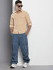 Men's Beige Regular Fit Solid Casual Shirt