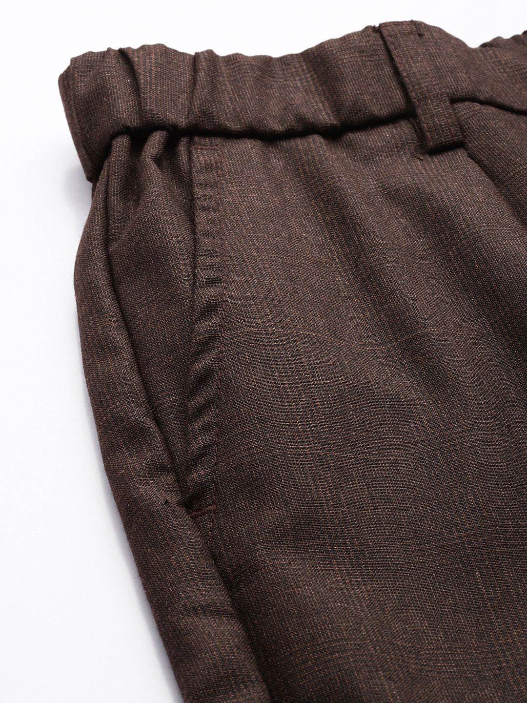 Men's Brown Relaxed Fit Formal Trousers