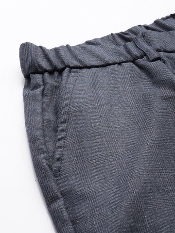Men's Navy Blue Relaxed Fit Formal Trousers