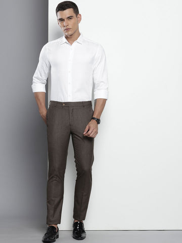 Men's White Slim Fit Textured Party Wear Shirt