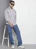 Men's White Slim Fit Striped Casual Shirt