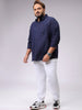 Men's Navy Regular Fit Striped Casual Shirt