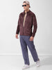 Men's Brown Regular Fit Textured Casual Sweatshirt