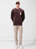 Men's Brown Oversized Fit Textured Casual Sweatshirt