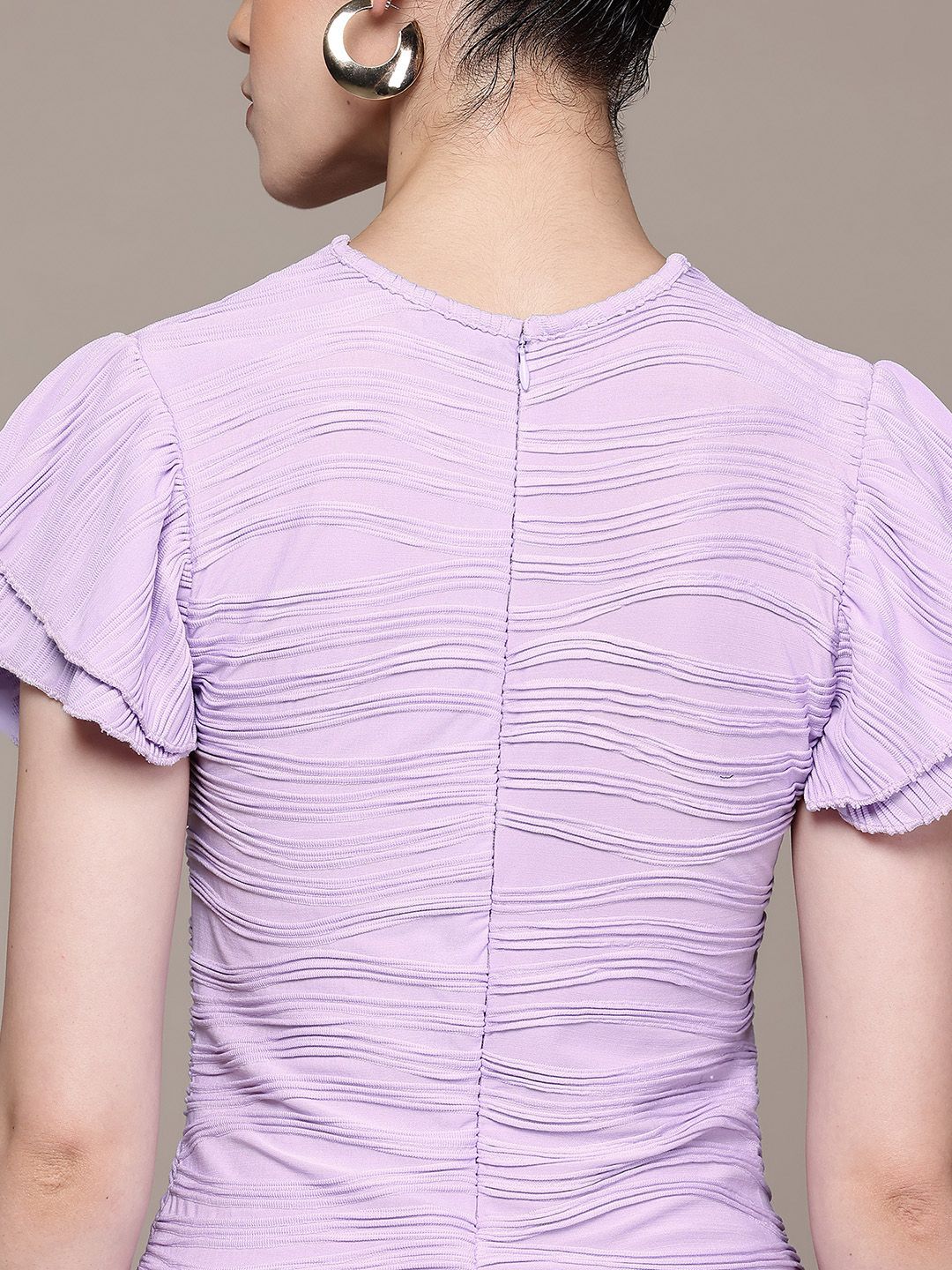 Women Regular Fit Purple Half Sleeves Dress