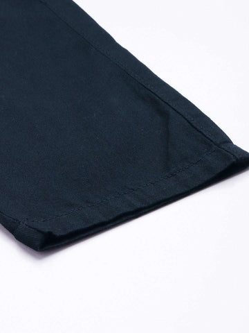 Men's Solid Navy Cuffed Cargo Pant