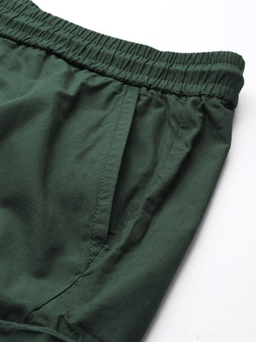 Men's Green Loose Fit Elevated Utility Shorts
