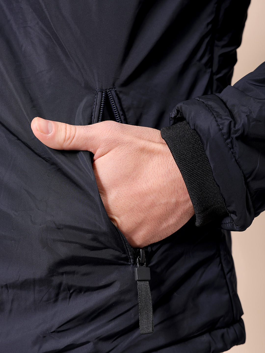 Men's Navy Slim Fit Solid Casual Jackets