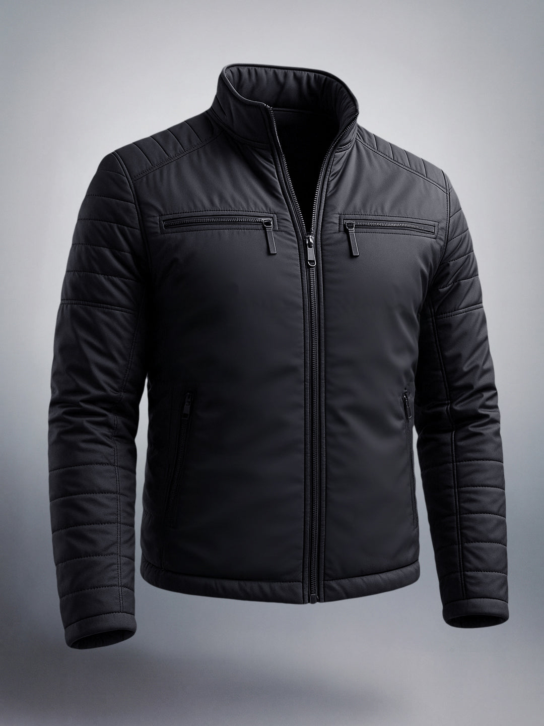 Men's Navy Slim Fit Solid Casual Jacket