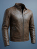 Men's Brown Slim Fit Solid Casual Jacket