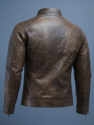 Men's Brown Slim Fit Solid Casual Jacket