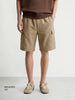 Men's Khaki Relaxed Fit Solid Resort Wear Shorts