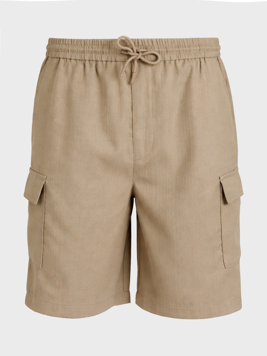 Men's Khaki Relaxed Fit Solid Resort Wear Shorts