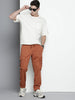 Men's Brown Relaxed Fit Textured Cargo Joggers