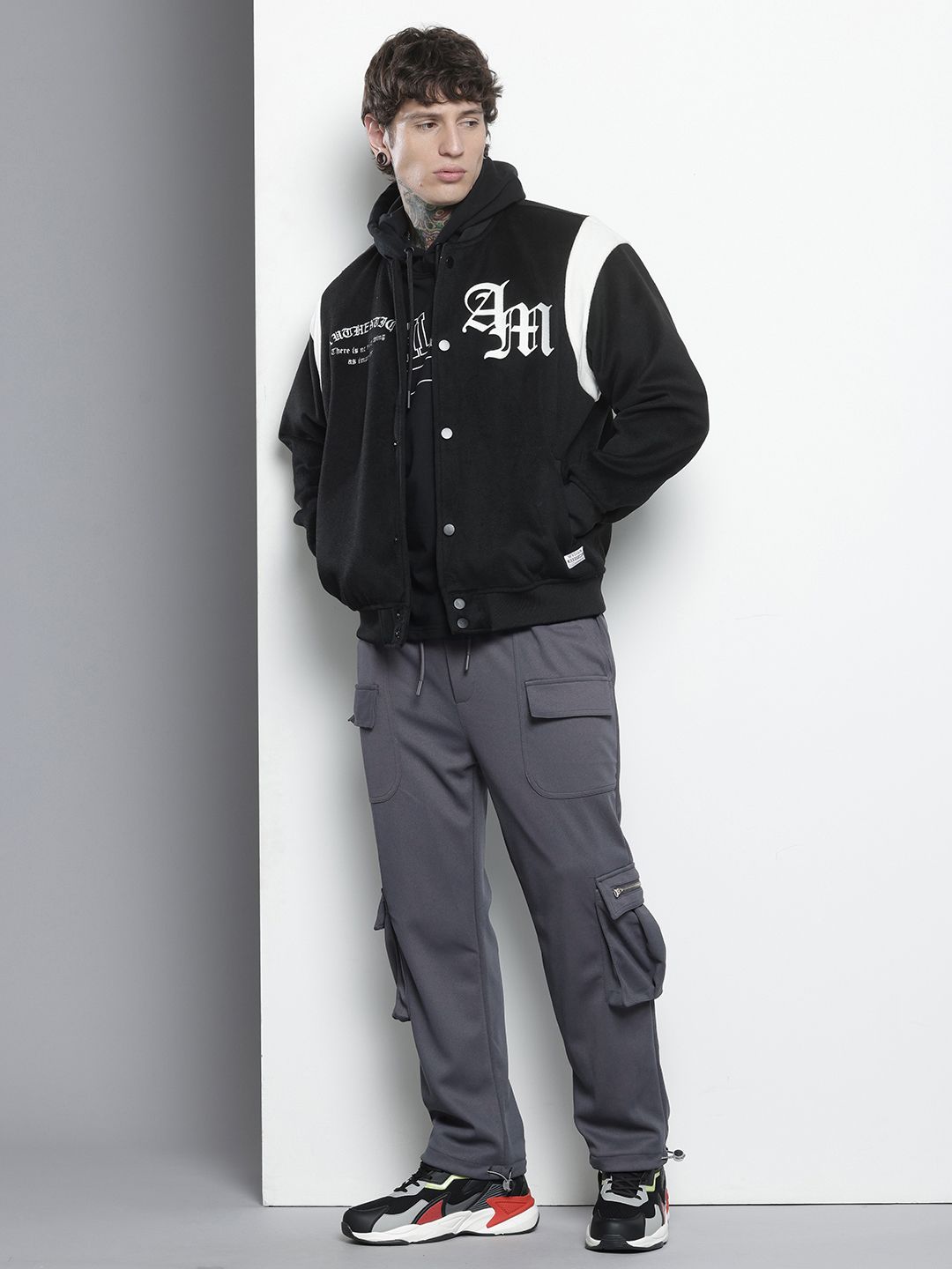 Men's Grey Relaxed Fit Street Joggers