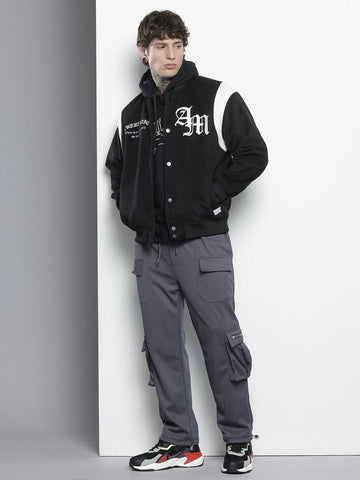 Men's Grey Relaxed Fit Street Joggers