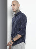 Men's Navy Blue Slim Fit Striped Casual Shirt