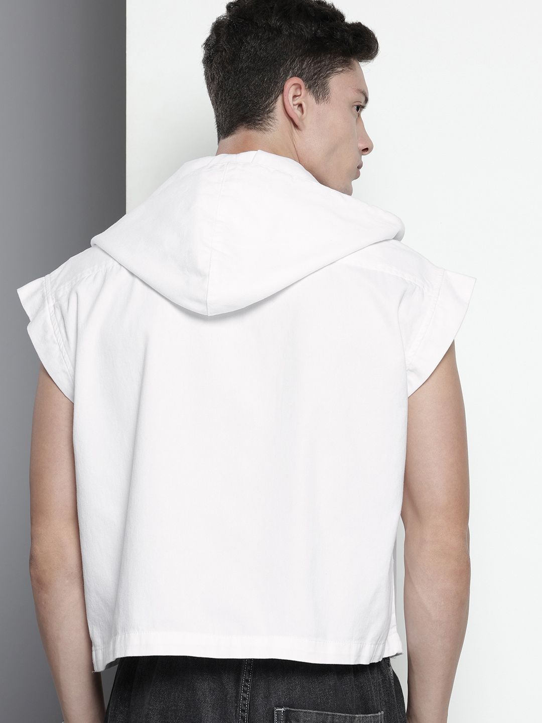 Men's White Oversized Fit Solid Korean Street Shirt