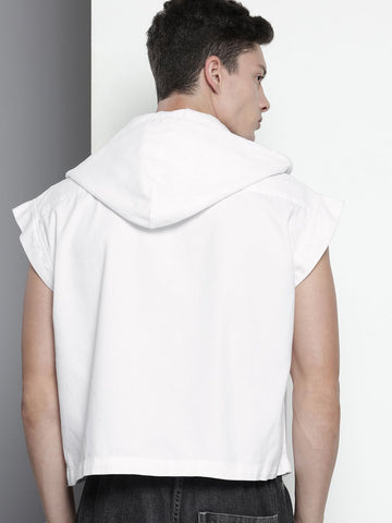 Men's White Oversized Fit Solid Korean Street Shirt