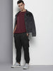 Men's Black Relaxed Fit Textured Cargo Joggers