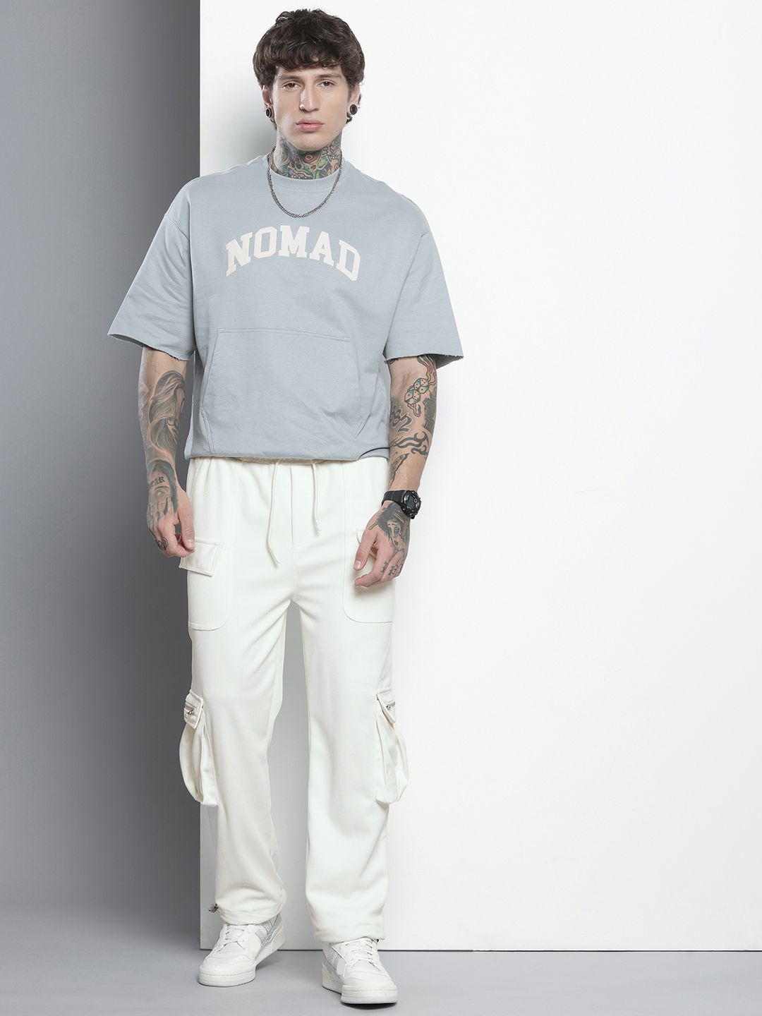 Men's White Relaxed Fit Street Joggers