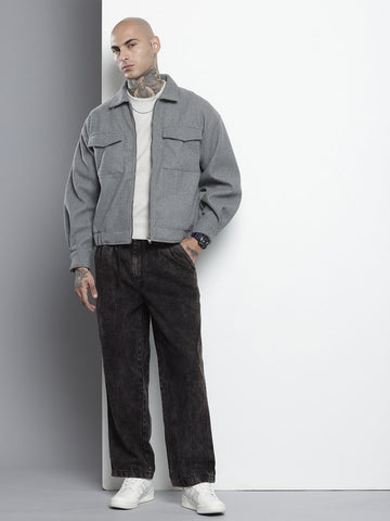 Men's Black Relaxed Fit Utility Jeans