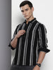 Men's Black Regular Fit Printed Casual Shirt