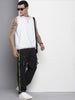 Men's Black Relaxed Fit Solid Utility Cargo Jogger