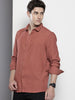 Men's Rust Regular Fit Solid Textured Shirt