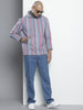Men's Blue Relaxed Fit Striped Bohemian Shirt