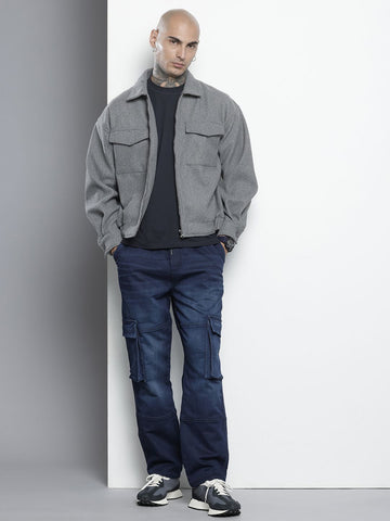 Men's Blue Regular Fit Utility Jeans