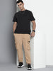 Men's Khaki Relaxed Fit Textured Corduroy Loose Joggers