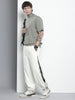 Men's White Relaxed Fit Textured Baggy Joggers