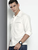 Men's White Regular Fit Solid Textured Shirt