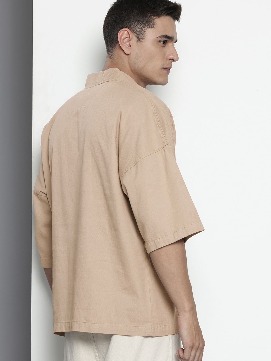 Men's Light Green Oversized Solid Street Wear Shirt