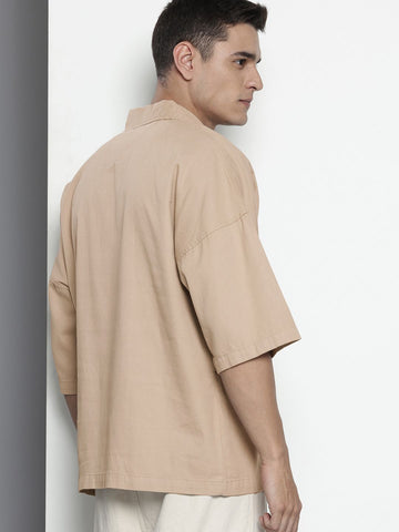 Men's Light Green Oversized Solid Street Wear Shirt