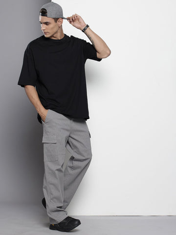 Men's Grey Relaxed Fit Utility Cargo
