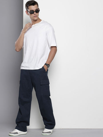Men's Navy Relaxed Fit Utility Cargo