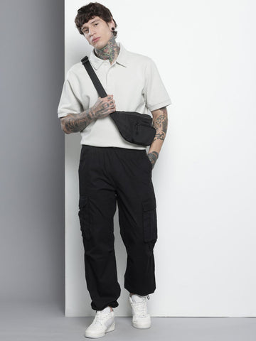 Men's Black Relaxed Fit Cargos