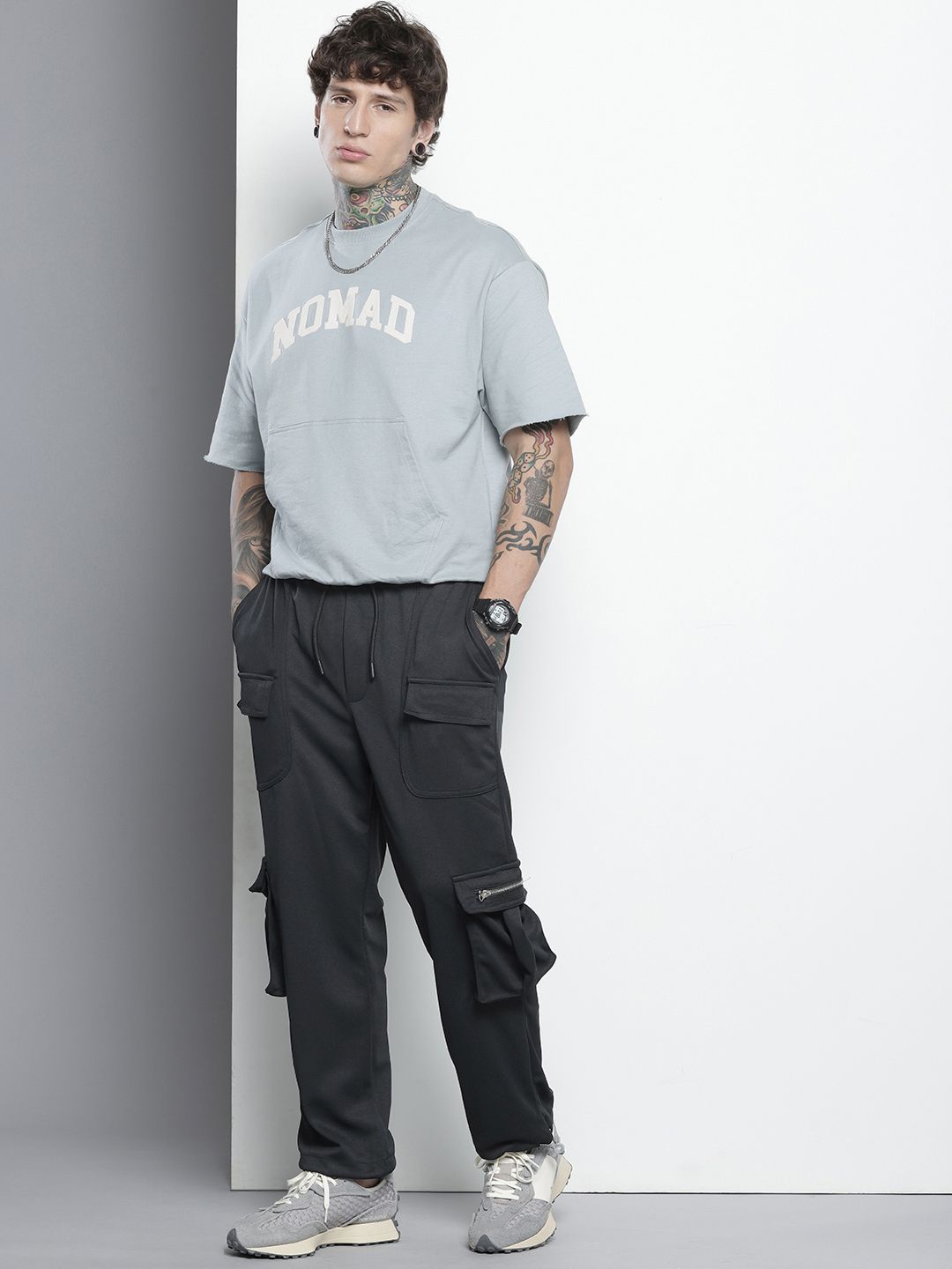 Men's Black Relaxed Fit Street Joggers
