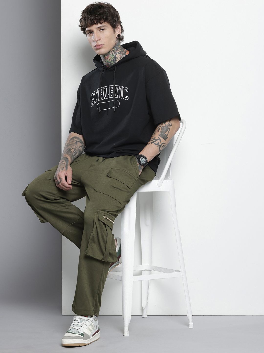 Men's Olive Relaxed Fit Street Joggers