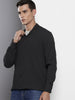 Men's Black Relaxed Fit Solid Textured Shirt