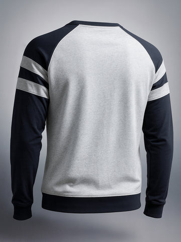 Men's Grey Melange Slim Fit Solid Casual Sweat Shirt