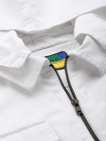 Men's White Oversized Fit Solid Korean Street Shirt